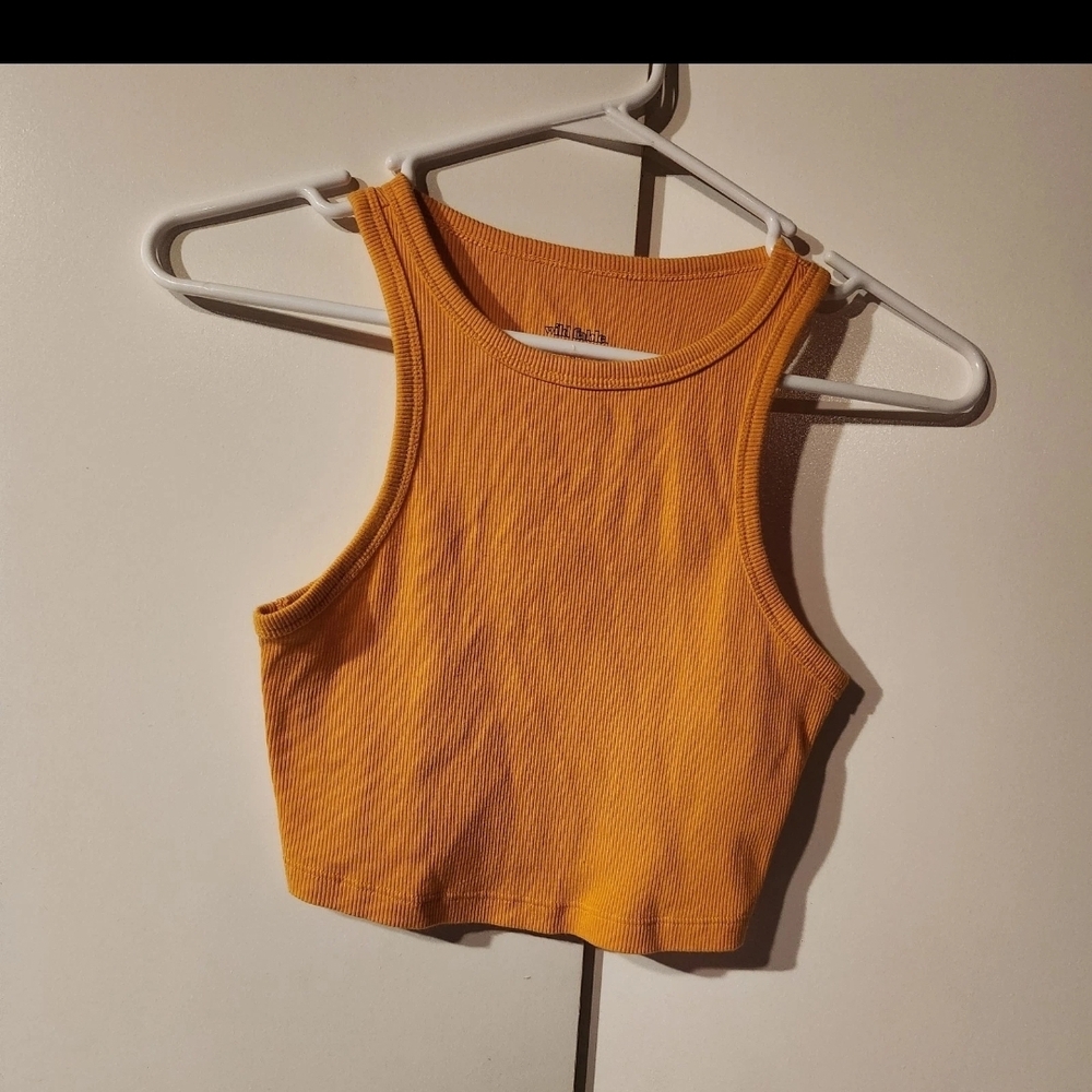 Wild Fable Yellow Ribbed Crop Top